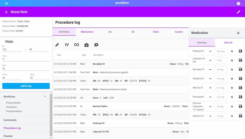 ASC EMR Software Anesthesia Workflow in Provation Apex