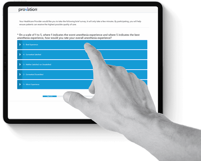 Patient Experience Survey on a tablet