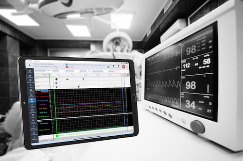 Medical charting software and hospital vitals machine