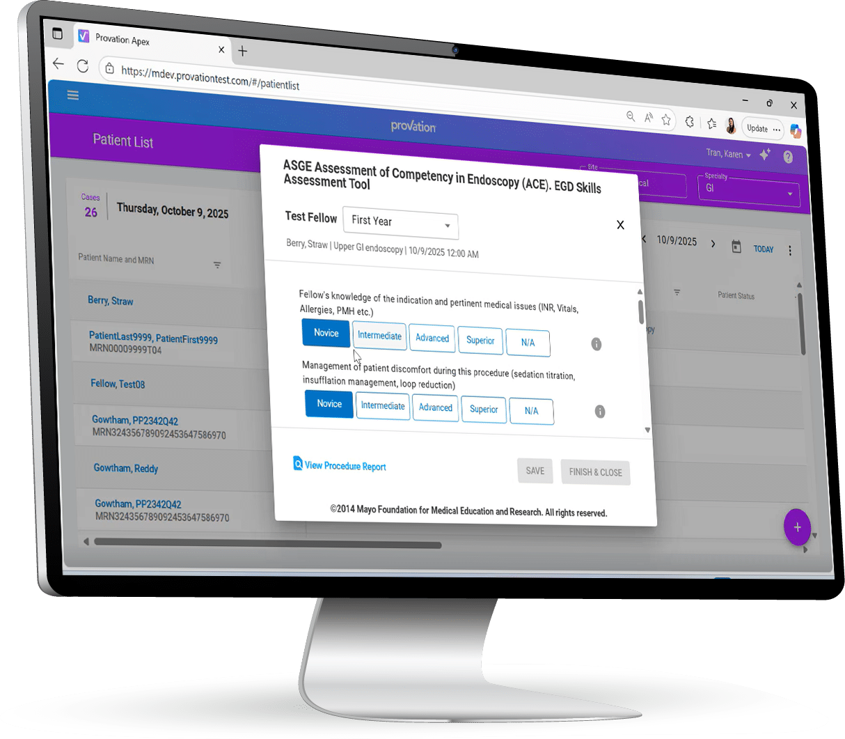 left facing computer - fellows assessment buttons