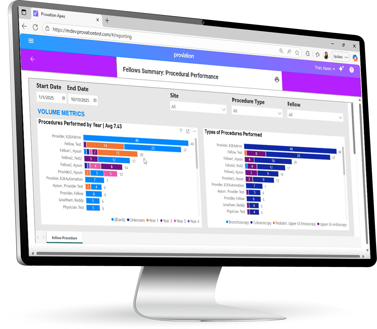 left facing computer - fellows procedural performance reporting top of screen left facing computer - fellows procedural performance reporting top of screen
