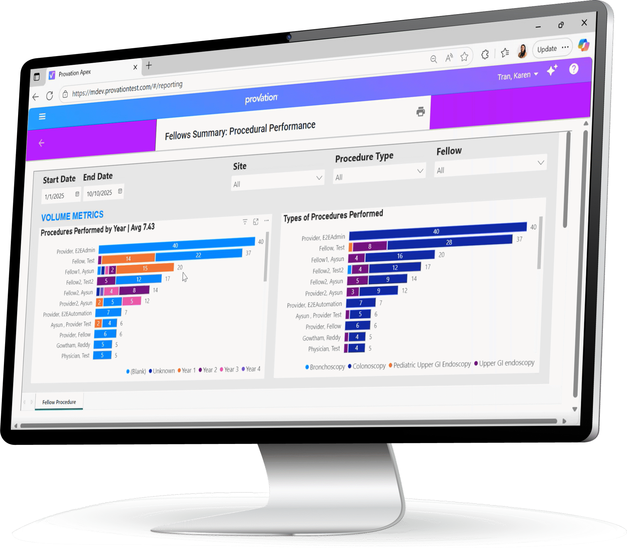 right facing computer - fellows procedural performance