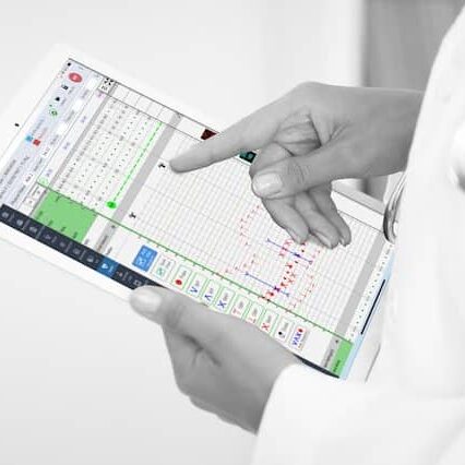 AIMS Anesthesia software featuring the vitals chart functionality, with Provation iPro